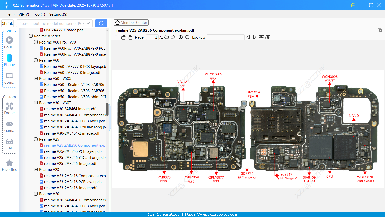 Realme V25 2AB256 Component Explain